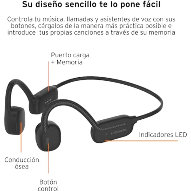 Head Bone Conduction Earphones, kabellose Kopfhörer mit IPX8 wasserdicht, Bluetooth 5.3, leichtes Design - Schwarz – Bild 7