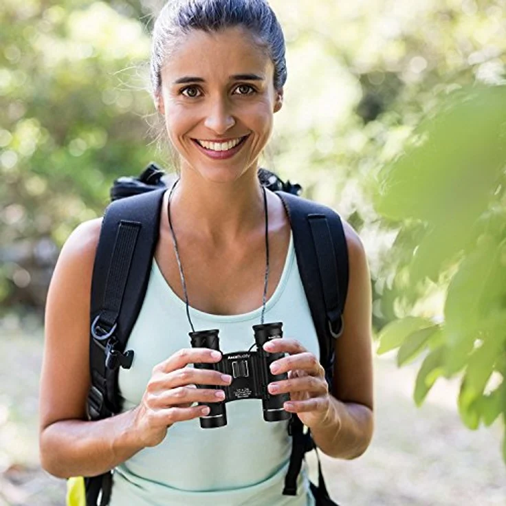 AccuBuddy Fernglas für Erwachsene & Kinder, leichtes Mini-Teleskop mit 12-facher Vergrößerung, 26-mm-Objektiven, wasserdicht, schwarz, ideal für Vogel- & Sternenbeobachtung, Wandern, für Brillenträger – Bild 2