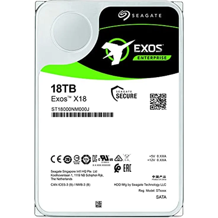Seagate Exos X18 16TB Enterprise HDD – CMR 3,5 Zoll Hyperscale SATA 6Gb/s, 7200 RPM, 512e und 4Kn FastFormat, niedrige Latenz mit verbessertem Caching (ST16000NM000J) – Bild 2