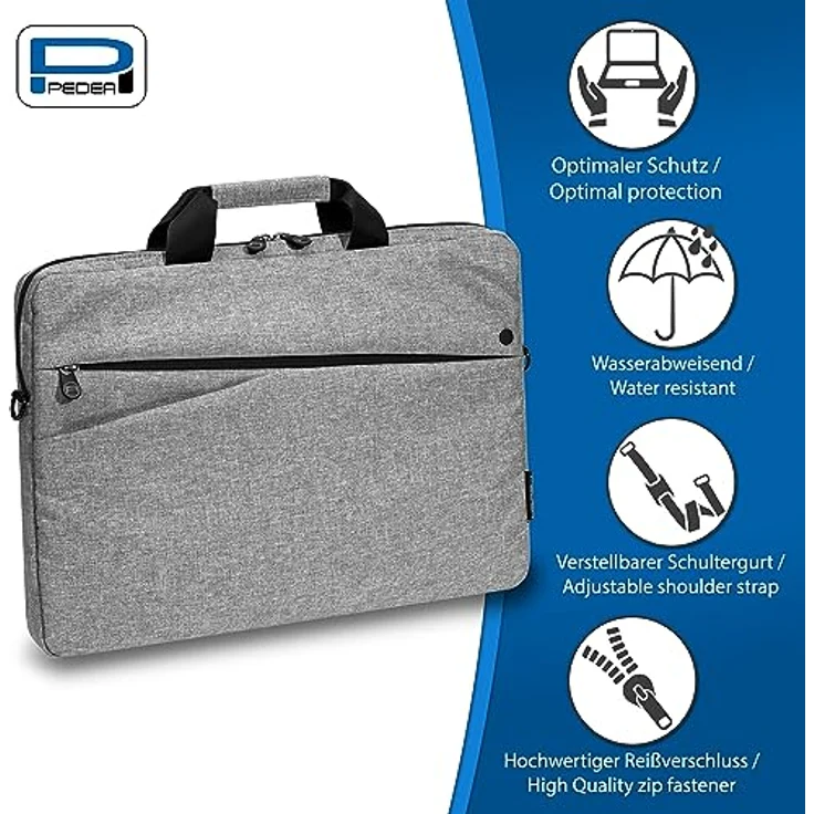 PEDEA Laptoptasche FASHION, Umhängetasche mit dicken Polsterung und fleeceartigem Innenfutter, grau/schwarz – Bild 2