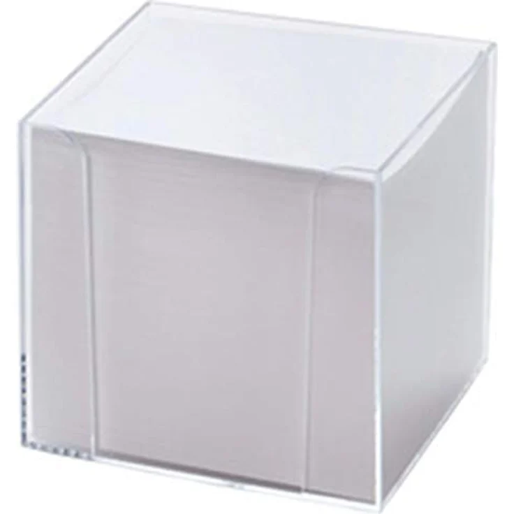 Folia Notizzettel Zettelbox 9,5x9,5x9,5cm, glasklar gefüllt mit weißem Notizpapier 70-75g – Bild 1