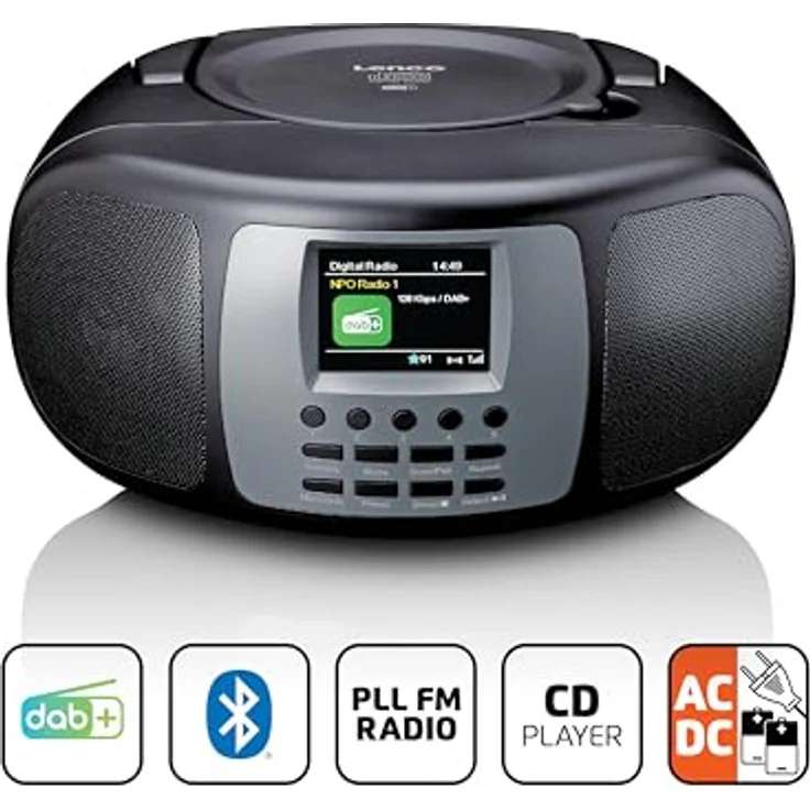 Lenco SCD-860 - tragbares CD-Radio - DAB+ und FM Radio - Bluetooth - Toploader CD-Player - 2,4 TFT Display - Zwei Weckzeiten - 2 x 2 Watt RMS - 5 Speichertasten - schwarz – Bild 2