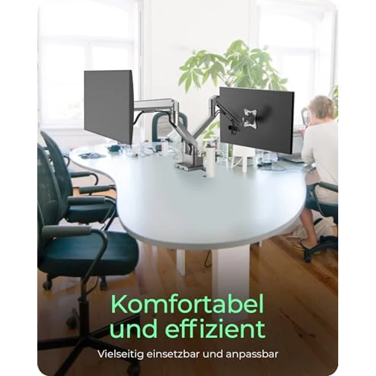 ICY BOX Monitorständer für 2 Monitore (17" bis 32"), Höhenverstellbar, VESA-kompatibel, einfaches Kabelmanagement, Aluminium/Stahl, IB-MS524-T – Bild 4