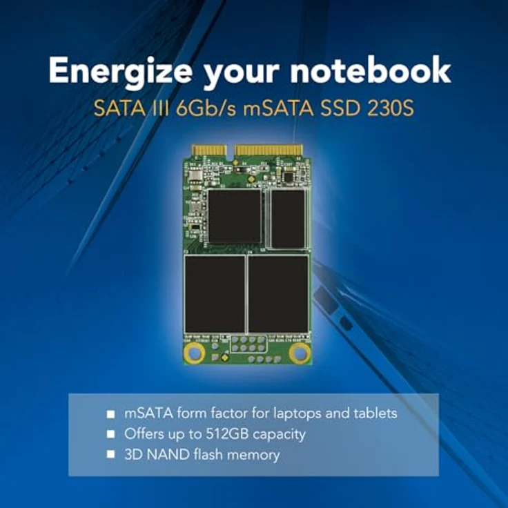 Transcend Highspeed 128GB interne mSATA SSD SATA III (6Gb-s), zum Aufrüsten von Ultrabooks, Tablets oder Slim Servern, schnelle Übertragung TS128GMSA230S – Bild 3