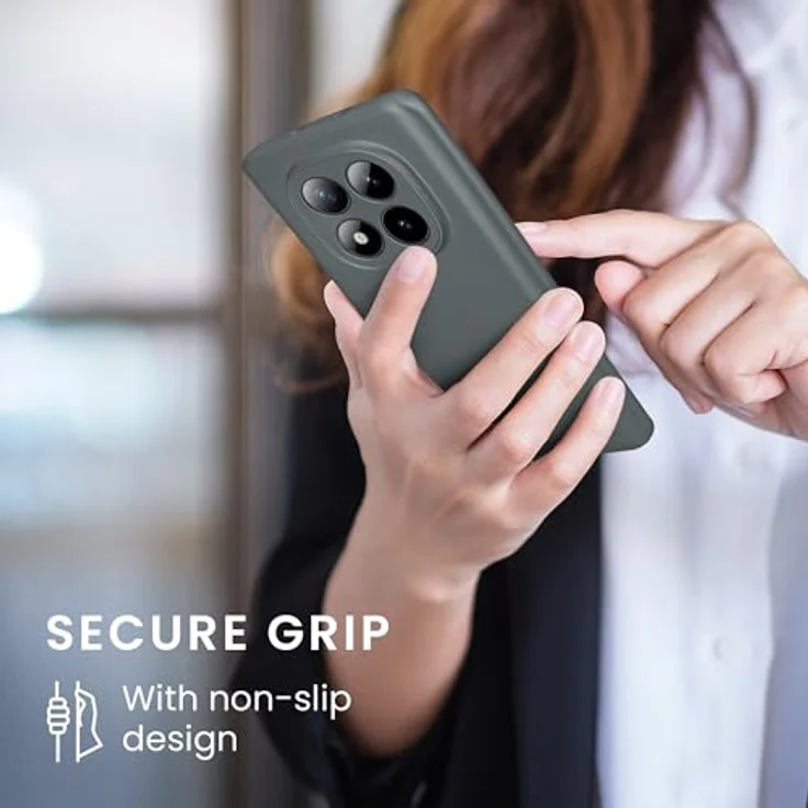 kwmobile Handyhülle für Xiaomi Redmi Note 15 4G / 5G & Poco M8 5G, weiche Silikon Case in Metallic Grau mit rutschfester Oberfläche und perfektem Kamera-Schutz – Bild 4