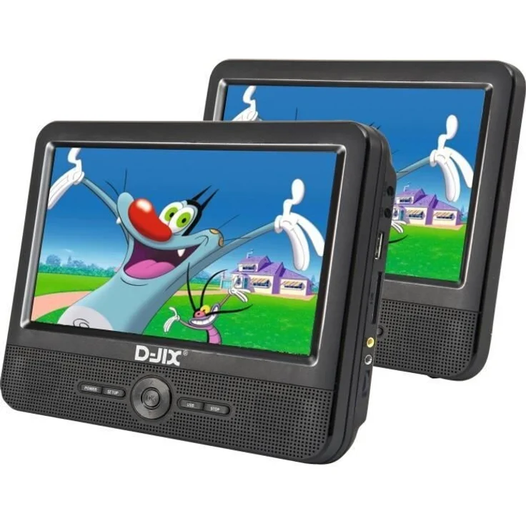 D-Jix PVS 906-50SM, Tragbarer Wand-DVD-Player, 22,9 cm (9"), 800 x 480 Pixel, Schwarz, mit USB-Anschluss und Fernbedienung