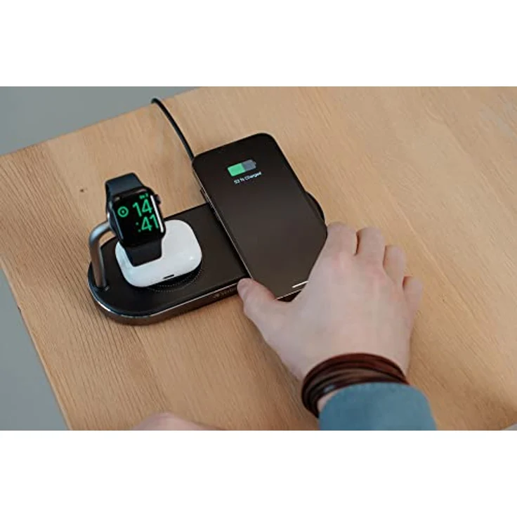Verbatim 3-in-1 Qi Dual MFi Wireless Charger WCS-03, für iPhone, Apple Watch & Qi-fähige Geräte, Handy Ständer mit induktiver Ladestation, kabelloses Ladegerät für Apple, Samsung und mehr – Bild 5