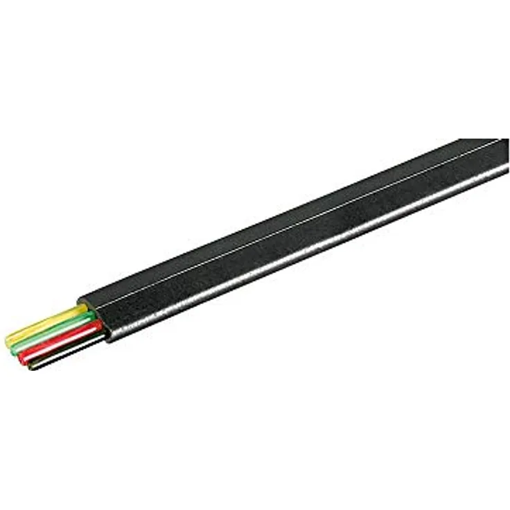 Wentronic 4 adrig Telefonflach-Kabel 100 m Spule schwarz/schwarz