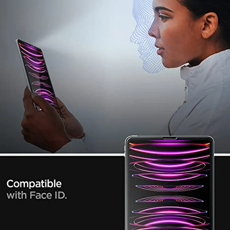 Spigen Glas.tR Slim Schutzfolie kompatibel mit iPad Pro 12.9 Zoll M2 (2022), iPad Pro 12.9 Zoll (2021/2020/2018), Kristallklar, Kratzfest, 9H Härte Folie – Bild 4