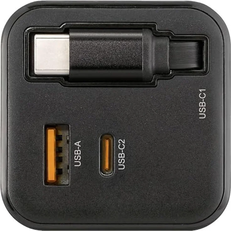 Voltcraft UC-45W002 USB Ladegerät, 45 W mit 1x USB-A und 2x USB-C®, schwarz, GaN, USB Power Delivery (USB-PD), Innenbereich – Bild 2
