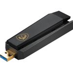 MSI AXE5400 WiFi 6E Tri-Band USB Adapter - Bis zu 5400 Mbps (6GHz, 5GHz, 2.4GHz Wireless), MU-MIMO, einstellbare Antenne, Beamforming, WPA3 - inkl. Standfuß, Schwarz