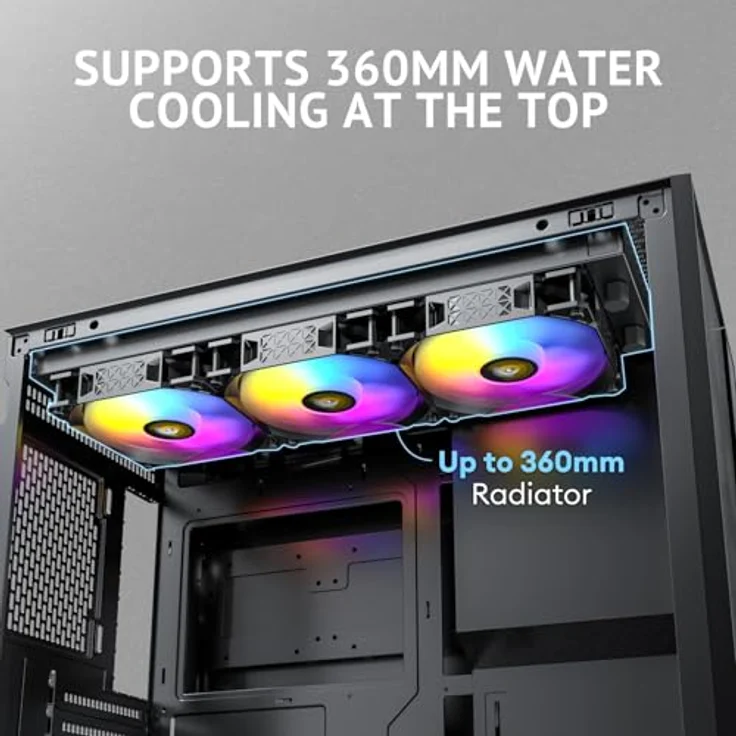 Antec FLUX M, ATX/Micro-ATX/ITX Midi Tower PC Gehäuse mit gehärtetem Glas und RGB-Beleuchtung, schwarz – Bild 7