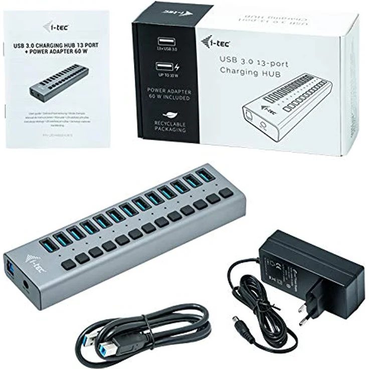 i-tec USB 3.0 Charging HUB 13-Port mit Externem Netzadapter 60W - 13x USB Ladeport – Bild 5