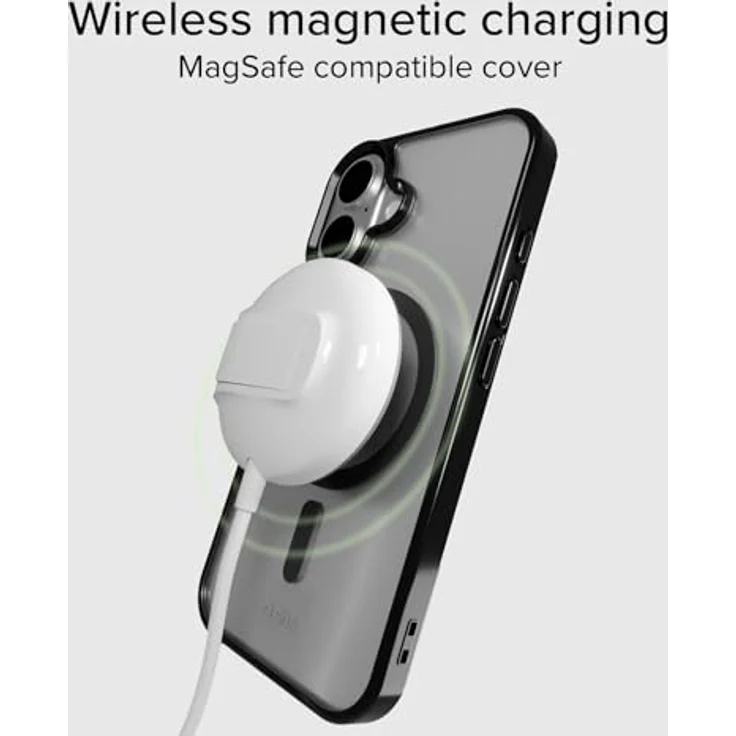 SBS Mag Frame Case für iPhone 16, MagSafe Schutzhülle, flexibel, stoßfest, kratzfest, transparent mit schwarzen Kanten – Bild 5