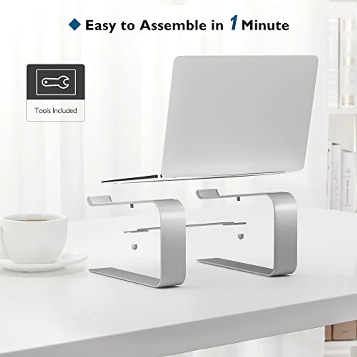 BONTEC Ergonomischer Laptop Ständer, für Laptops 10-17,3 Zoll, Silber, optimiert Haltung und Komfort, platzsparend, mit Wärmeableitung – Bild 6