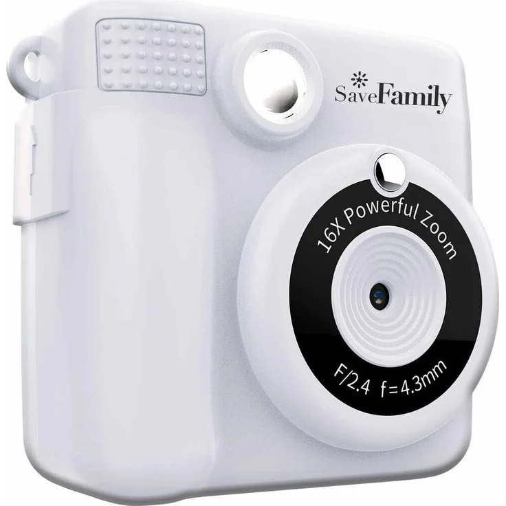 SaveFamily SaveFamilyCam Print Rosa, Sofortbildkamera mit 8 MP, Blitz, Zoom und Musikspieler, Pink