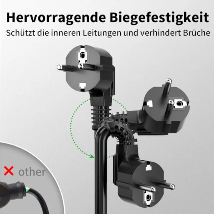 POWGRN Verlängerungskabel 3M Schwarz H05VV-F 3G1.5 mm², IP44 ...