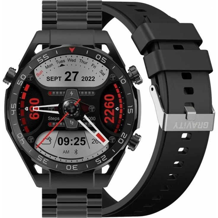 Gravity GT13-1 Smartwatch, 1,39 Zoll Touchscreen, wasserdicht IP67, Sportmodus, Metallgehäuse, schwarz
