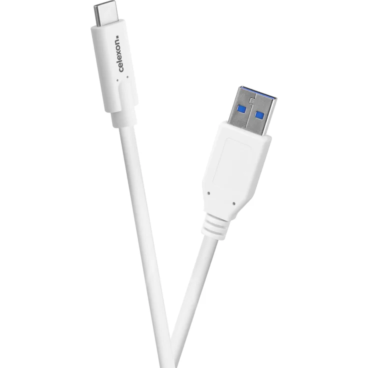 celexon USB-C auf USB-A Kabel - USB 3.2 Gen 2x1, 1,0 m, 10 Gbps, weiß