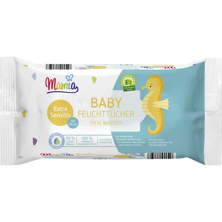 Mamia Baby Feuchttücher 99 % Wasser, Extra Sensitivtücher