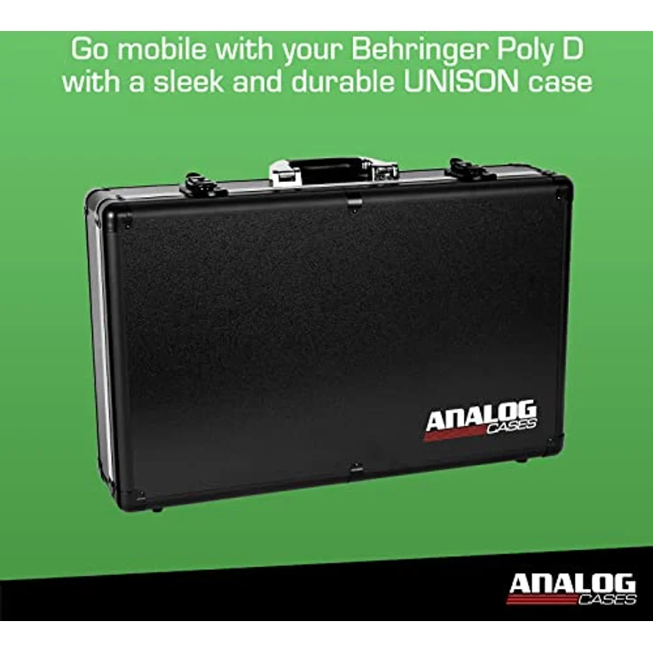 Analog Cases UNISON Case für The Behringer Poly D oder gleichartige Synthesizer (Transportkoffer, Eckschutz aus Aluminium, gepolsterter Deckel mit Tragegriff, Kabelaufbewahrungsfächer), Schwarz – Bild 2