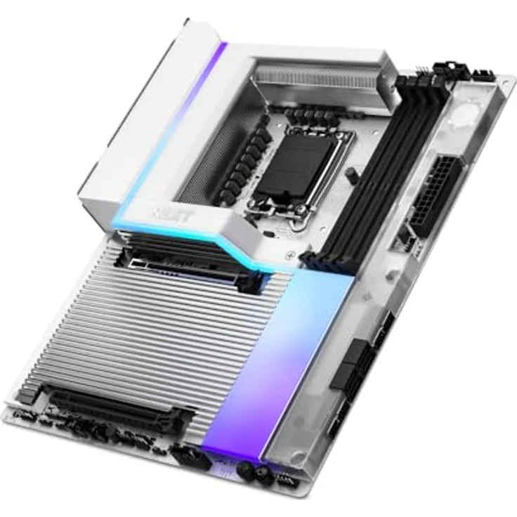 NZXT N9 Z890 ATX Gaming-Mainboard für Intel Core Ultra (Serie 2), 20+1+1 Phasen, DDR5, 5X M.2, PCIe 5.0, Wi-Fi 7, 5GbE, Thunderbolt 4, RGB, Vollmetallabdeckung, Weißes PCB – Bild 1