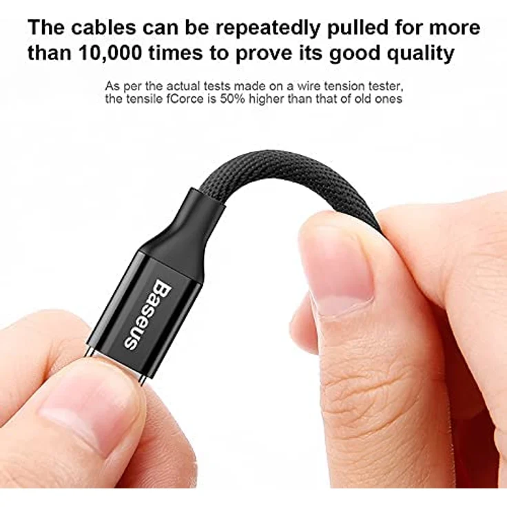 Baseus Yiven 120 cm Ladekabel 2 A Schnelle und Daten-Kabel geflochtene Metall Aluminium Anschluss USB auf Lightning (iPhone)-schwarz – Bild 2