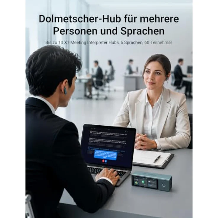 Timekettle X1 Meeting Interpreter Hub – KI-Übersetzer, 52 Sprachen, Simultanübersetzung, Offline- und Online-Meetings, Echtzeit-Transkription, Knochenleitungstechnologie – Bild 2