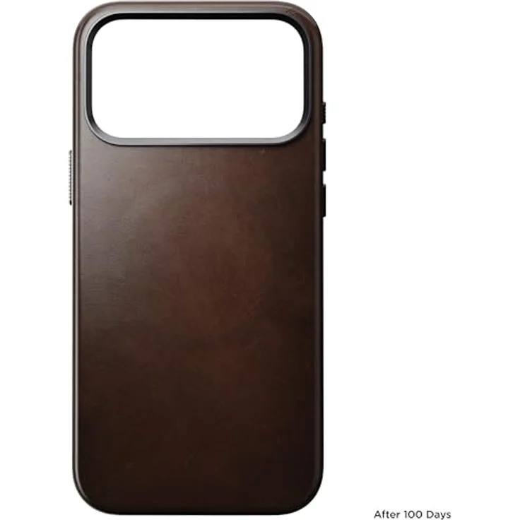 NOMAD Traditional Leather Case für iPhone 17 Pro Max, MagSafe-kompatible Echtlederschutzhülle in Rustic Brown Horween mit erhöhtem Rand und Mikrofaserauskleidung – Bild 3