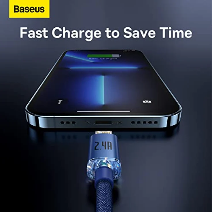Baseus Crystal Shine USB-auf-Lightning-Ladekabel, 2,4 A, 1,2 m – Dunkelblau, schnelles Aufladen und Datenübertragung – Bild 4