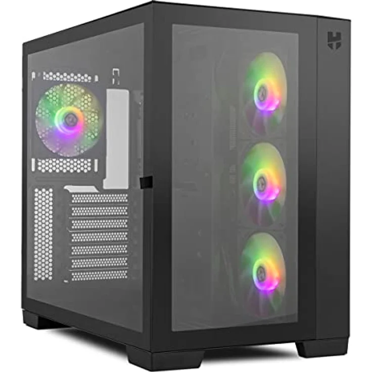 NOX Hummer Astra ARGB, Midi Tower PC-Gehäuse mit gehärtetem Glas, 4 Lüfter, USB 3.0, Schwarz – Bild 1