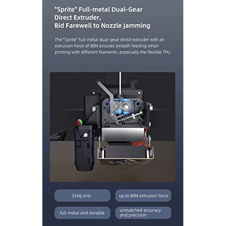 Creality 3D Ender-3 S1 Pro 3D-Drucker, Sprite-Vollmetall-Doppelgetriebe, automatische Nivellierung, blau – Bild 4
