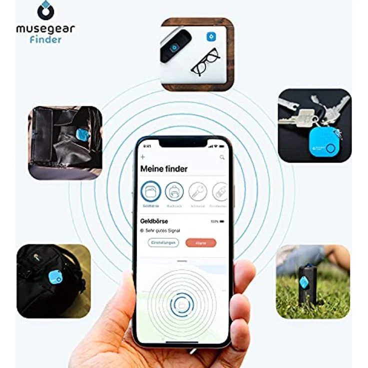 musegear Essentials: Schlüsselfinder mit Bluetooth App, Special Bundle mit Ledertasche schwarz und Bordeaux, maximaler Datenschutz, 12 Monate Batterielaufzeit – Bild 5