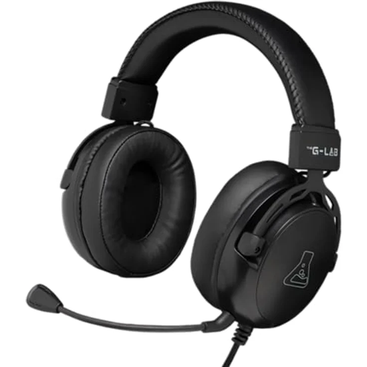 The G-Lab KORP-TITANIUM, Kabelgebundene Kopfhörer mit Mikrofon und supra-auralem Design, schwarz – Bild 1