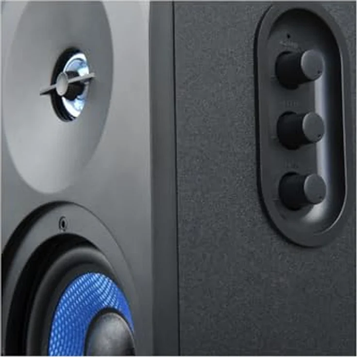Woxter Dynamic Line 410 FX - 2.0 Stereo-Gaming-Lautsprecher (mit Strom versorgt mit Leistung 150W, Holz, 4, Woofer, 2 Hochtöner, 3,5 mm, RCA, Bassreflex-Control (Lautstärke, Höhen, Bass), Farbe schwarz – Bild 6