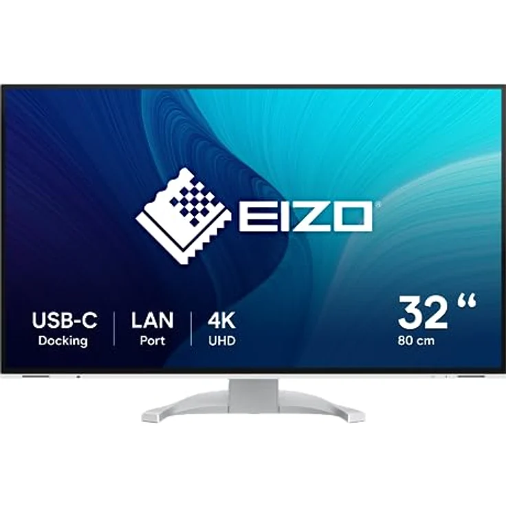 EIZO FlexScan EV3240X-WT 80 cm (31,5 Zoll) Monitor (USB-C (94W PD), DisplayPort, HDMI, USB-Hub, RJ-45 LAN, KVM Switch, 5 ms Reaktionszeit, 3840 x 2160 (4K UHD)) weiß – Bild 1