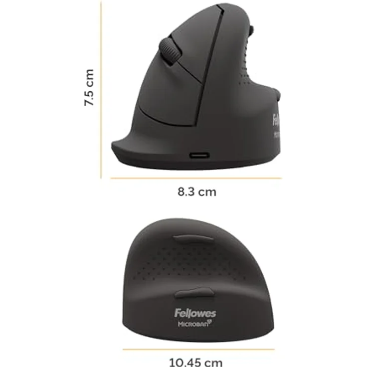 Fellowes Breyta Plus+ Ergonomische Maus, Kabellos und Kabelgebunden, Schwarz, für Rechtshänder – Bild 5