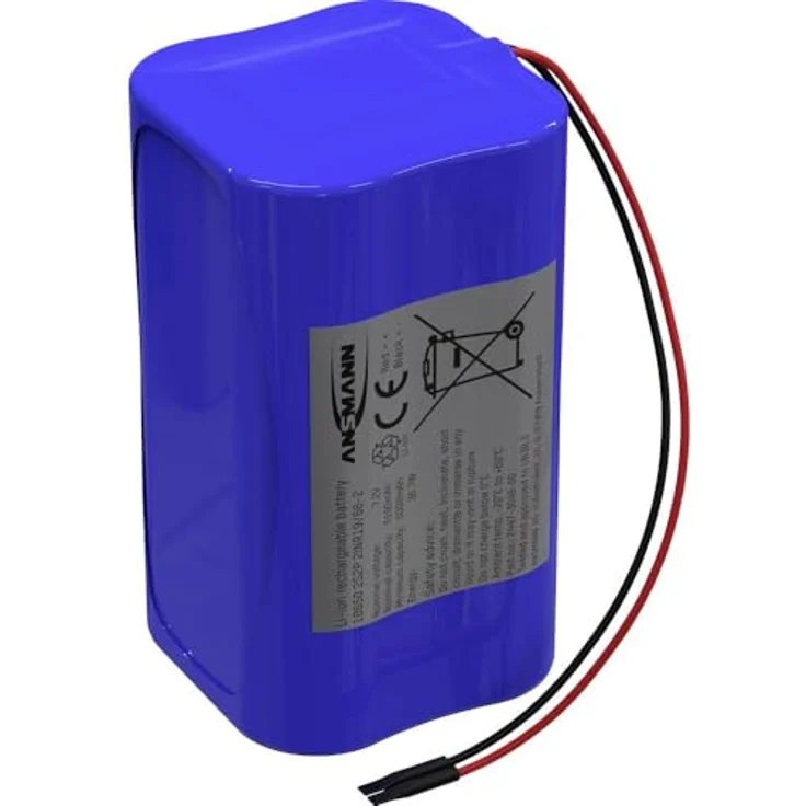 Ansmann 2S2P Akkupack 4X 18650 Kabel Li-Ion 7.2 V 5100 mAh, Hohe Energiedichte und geprüfte Sicherheit