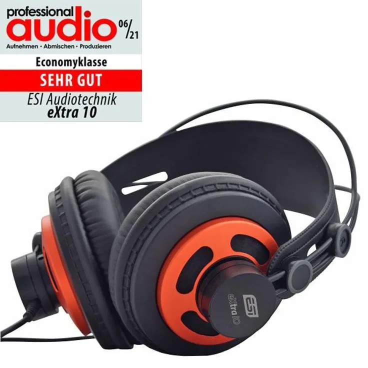ESI eXtra10 Kopfhörer, 50mm Neodym-Treiber mit dSONIQ Realphones Software, Kabel 3m, Schwarz