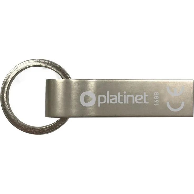 Platinet PMFMK16 Mini-Depo USB-Stick, 16 GB, USB 2.0, kompaktes Metallgehäuse, Silber