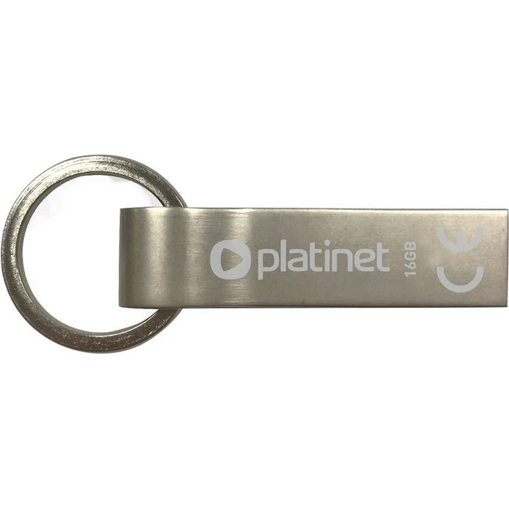 Platinet PMFMK16 Mini-Depo USB-Stick, 16 GB, USB 2.0, kompaktes Metallgehäuse, Silber