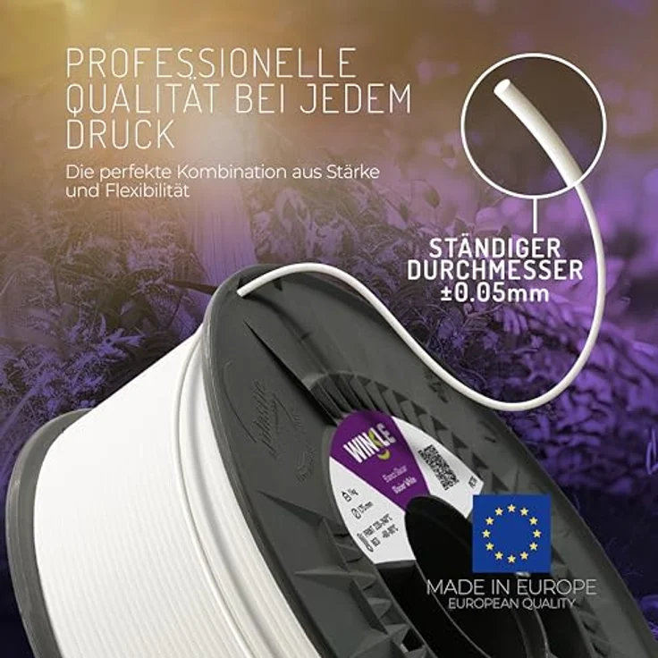 WINKLE PETG Filament 1.75mm Eisweiß, 1kg Spule, FDM-kompatibel, Schlagfest, Maßgenauigkeit +/- 0.05mm, Hergestellt in Europa – Bild 3