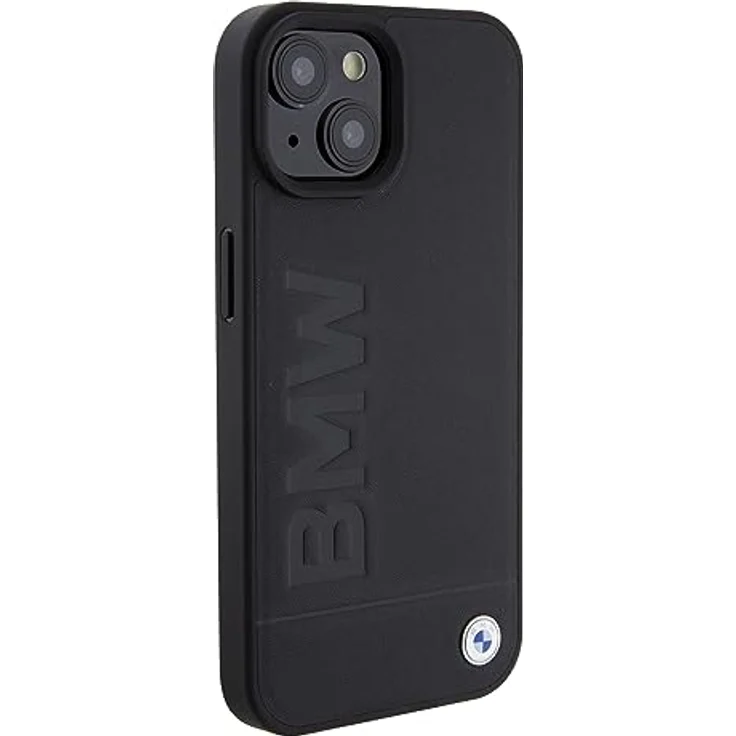 BMW BMHMP15SSLLBK iPhone 15 6.1" Hardcase in Schwarz mit Magsafe und geprägtem Logo aus natürlichen Materialien – Bild 4