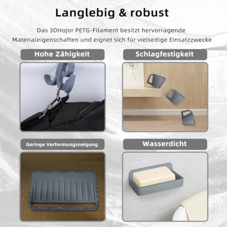 3DHoJor PETG Filament Set 1.75mm, 6kg, 6 Farben, hohe Zähigkeit und Druckqualität – Bild 2