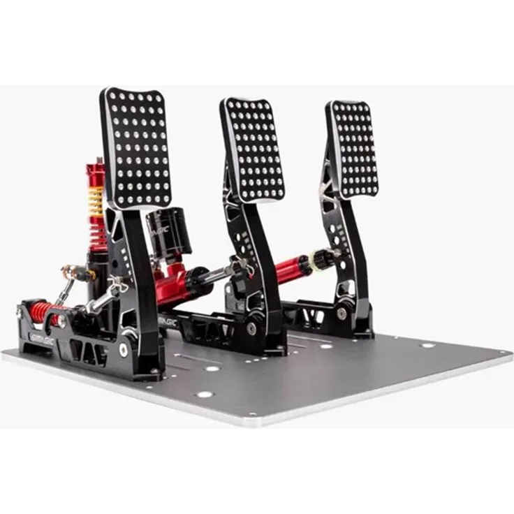 Simagic P2000 Hydraulik Pedal Set, 3-Pedal Roadcar-Layout mit 200-kg Loadcell, USB-Anschluss und 12-bit Auflösung