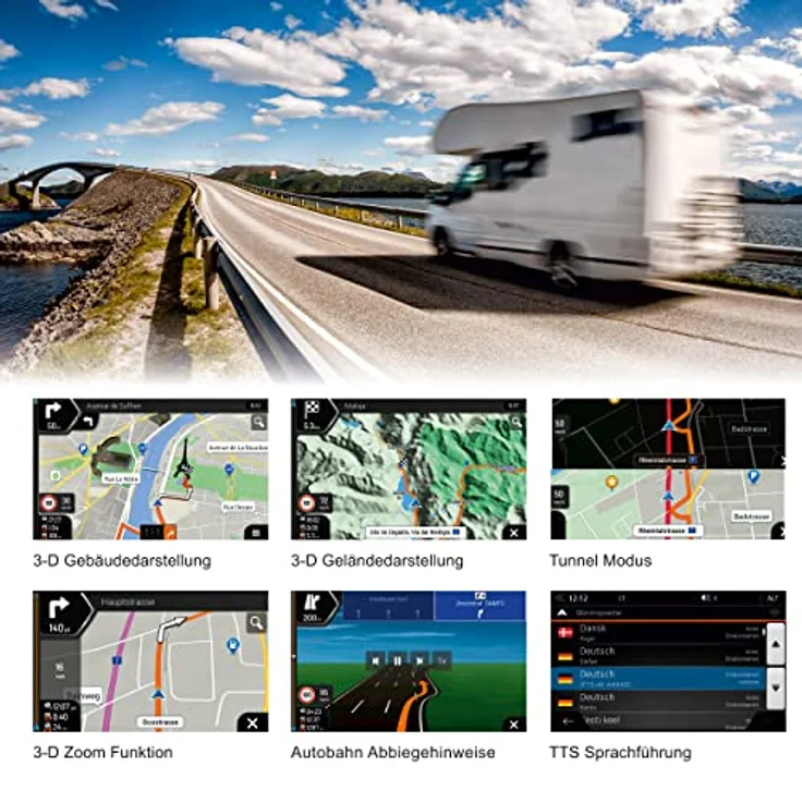 Zenec Z-EMAP76MH-TT3 Camper-Navisoftware, 32 GB microSDHC, 3 Jahre Kartenupdates, 3D Karten für 44 EU-Länder, Camping P.O.I. mit 20.000 Plätzen – Bild 4