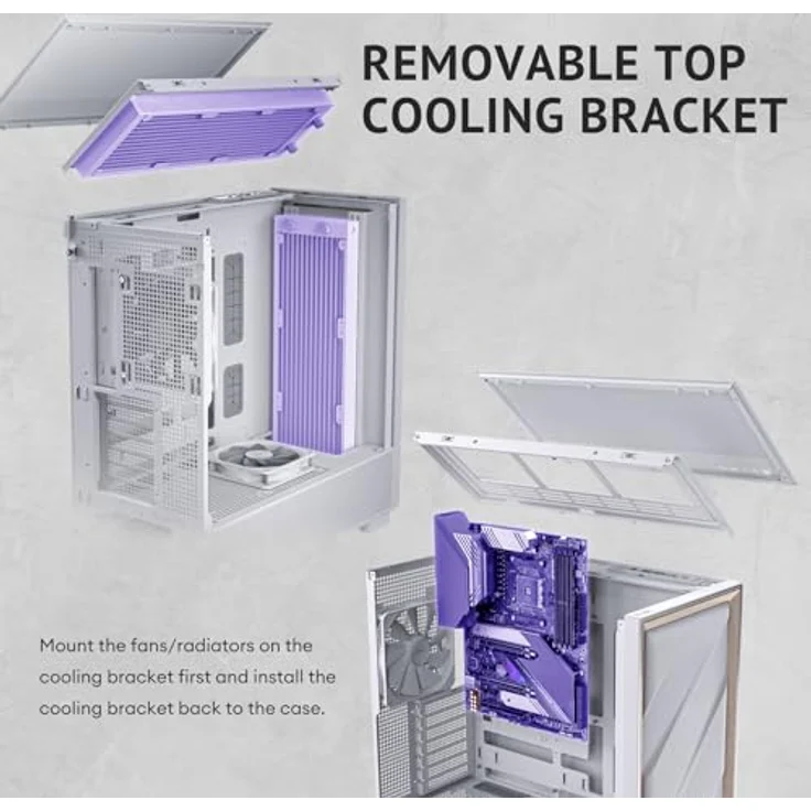 Antec Flux PC-Gehäuse, Full-Tower E-ATX, Aluminium & Holzrahmen, Tempered Glass, bis zu 2x 360mm Radiator Support, weiß – Bild 10