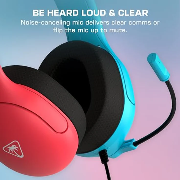 Turtle Beach Airlite Fit Wired Gaming Headset, Neon Blau und Rot, lizenziert für Nintendo Switch, mit Flip-to-Mute Mic und Over-Ear Premium Komfort – Bild 4