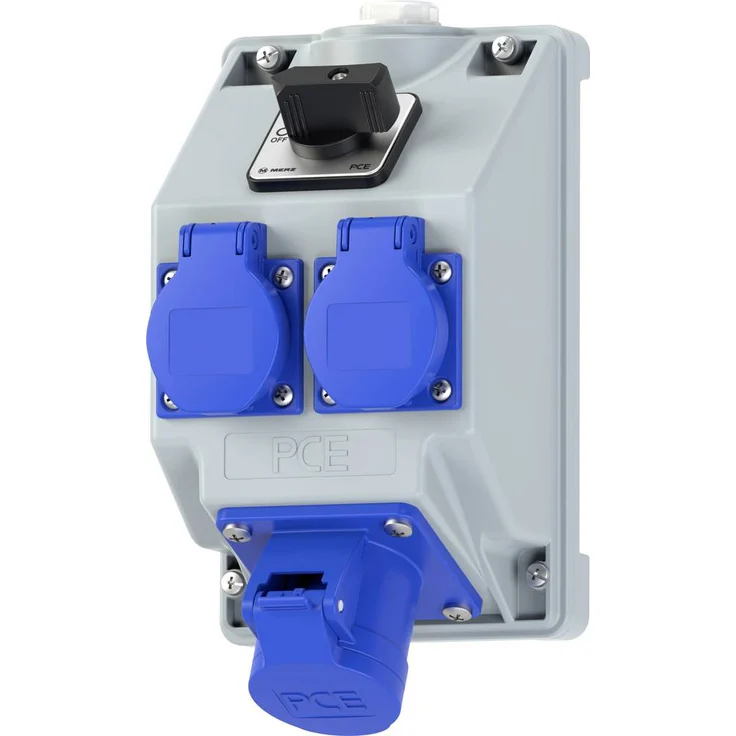 PC Electric 160813521 Steckdosen-Verteiler, Mehrfachstecker in Grau und Blau