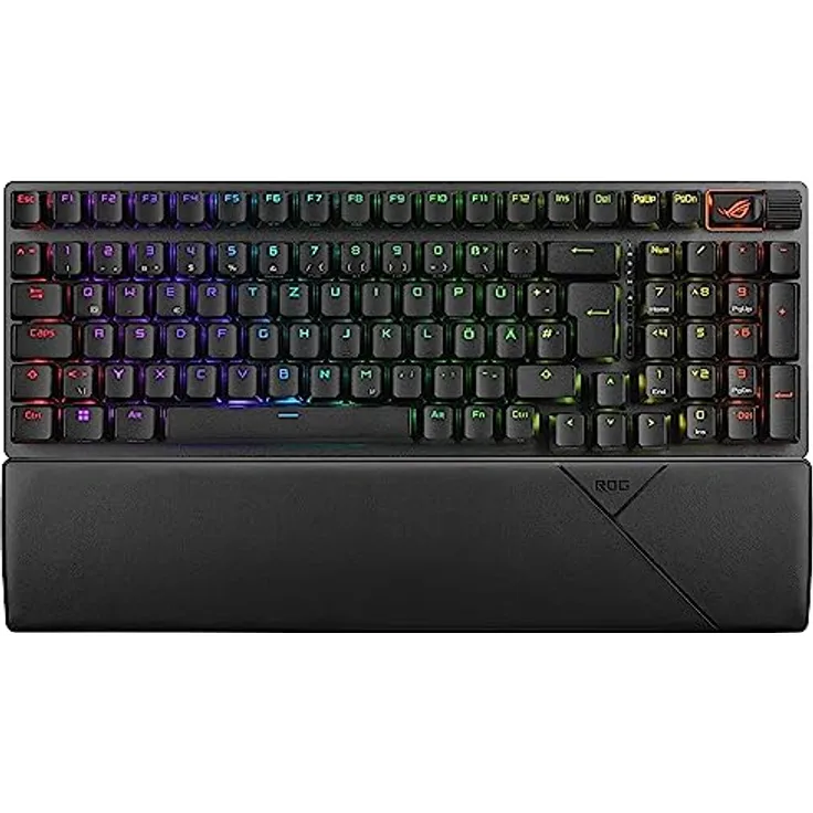 ASUS ROG Strix Scope II 96 Wireless mechanische Gaming Tastatur (ROG NX-Switches, Handballenablage, 4 GHz, Bluetooth, kabelgebunden, ROG Omni-Empfänger, Aura Sync RGB-Beleuchtung, DE QWERTZ-Layout)